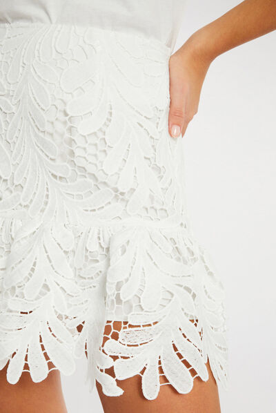 Fitted skirt with lace ecru ladies'