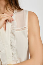 Sleeveless vest top ecru women