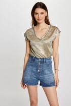 T-shirt manches courtes jaune or femme