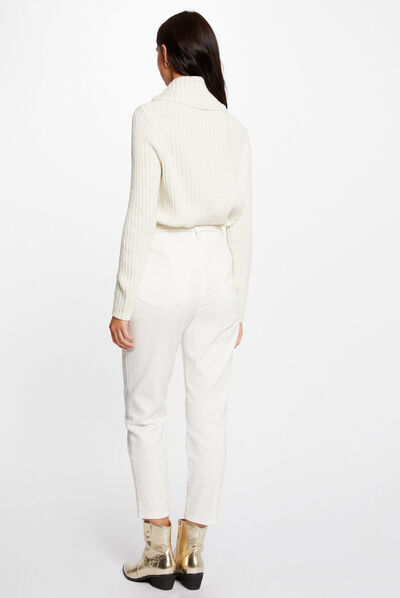 Long-sleeved jumper with turtleneck ecru ladies'