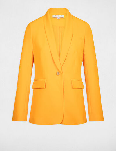 Waisted jacket shawl collar orange ladies'