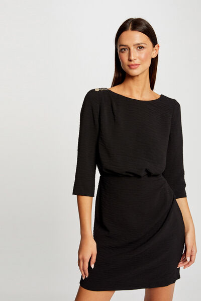 Waisted dress with open back black ladies'