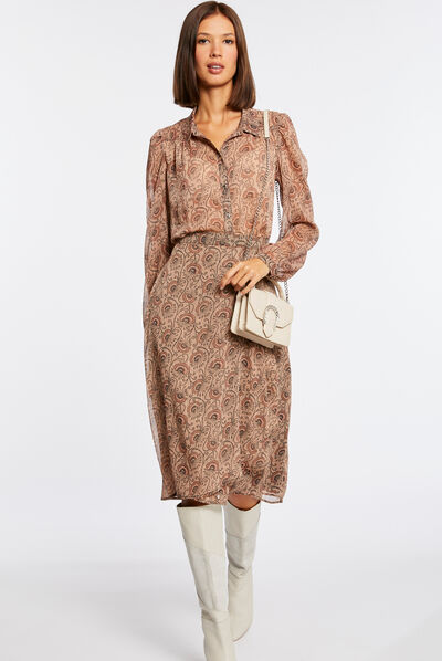 Midi A-line skirt with vegetal print multico ladies'