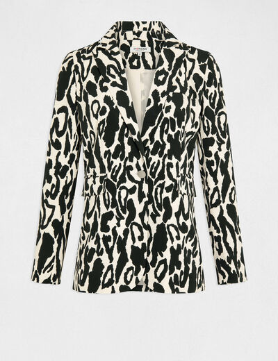 Waisted jacket with animal print multico ladies'