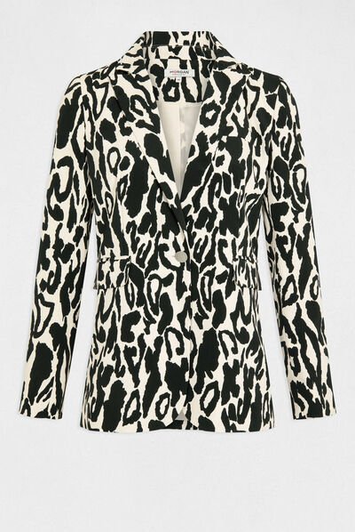 Waisted jacket with animal print multico ladies'