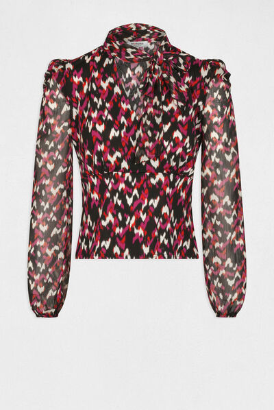 Long-sleeved t-shirt abstract print multico ladies'