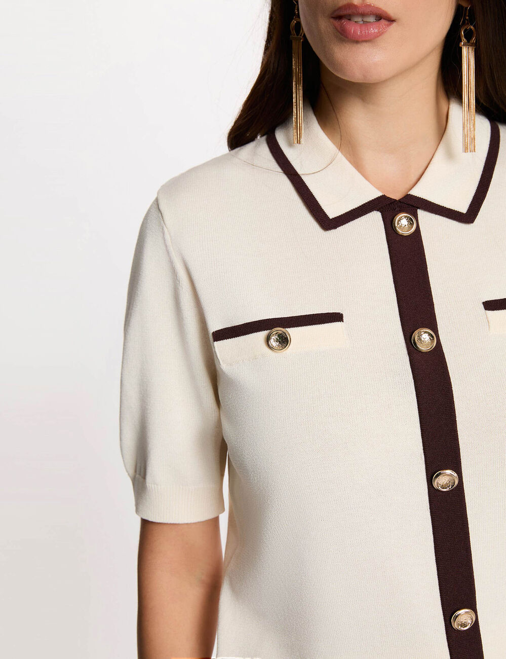Short-sleeve cardigan ivory women