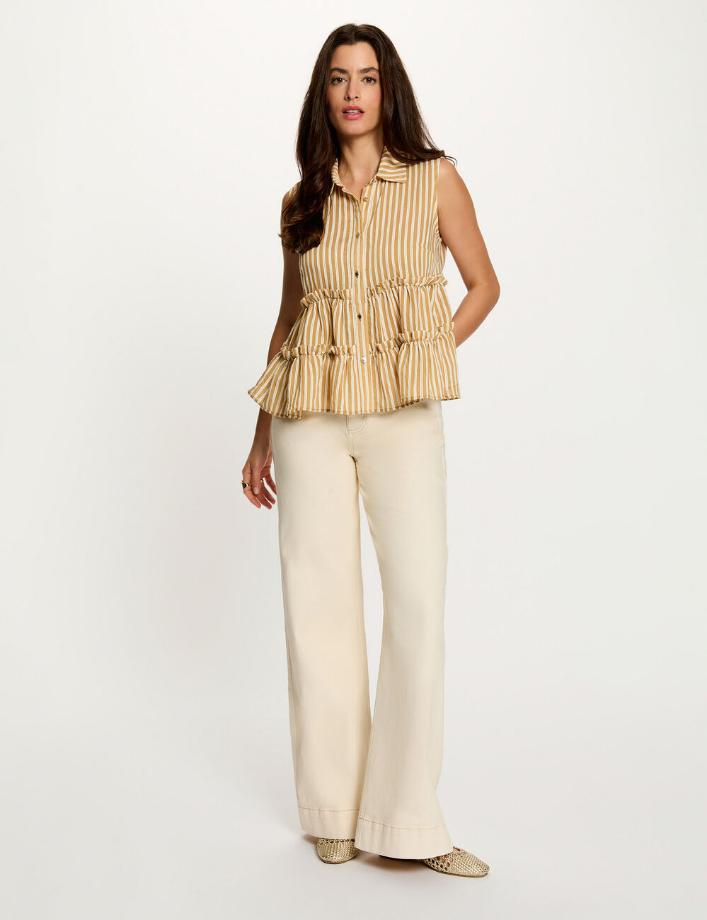 Sleeveless striped shirt multicolor women