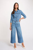 Wide-leg high-waisted jeans denim stone women