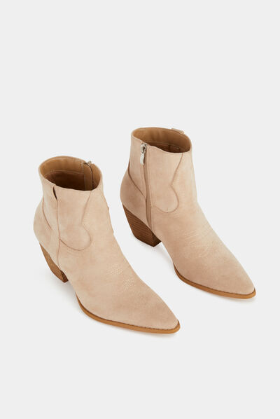 Western style boots with heels beige ladies'