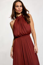 Maxi loose A-line dress cognac brown women