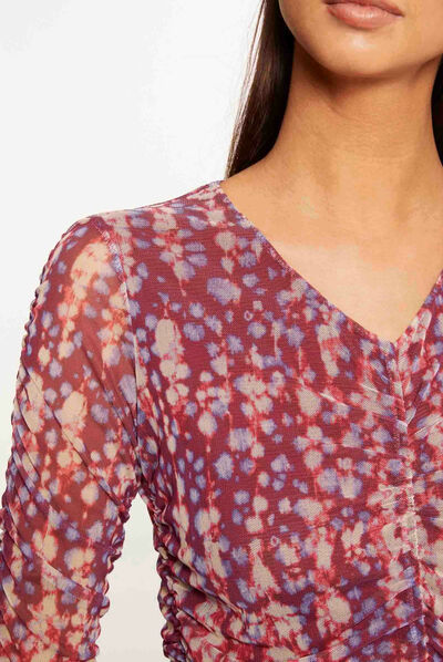 Long-sleeved t-shirt abstract print multico ladies'