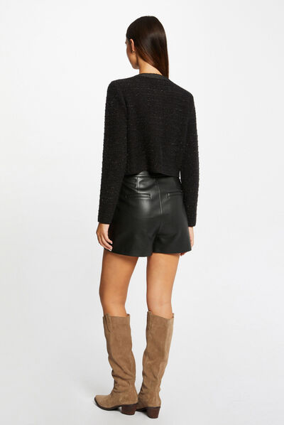 Buttoned cardigan with round neck black ladies'