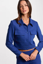 Short buttoned jacket electric blue women