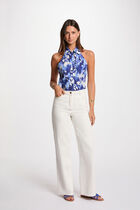 Chemise sans manches imprimée multicolore femme