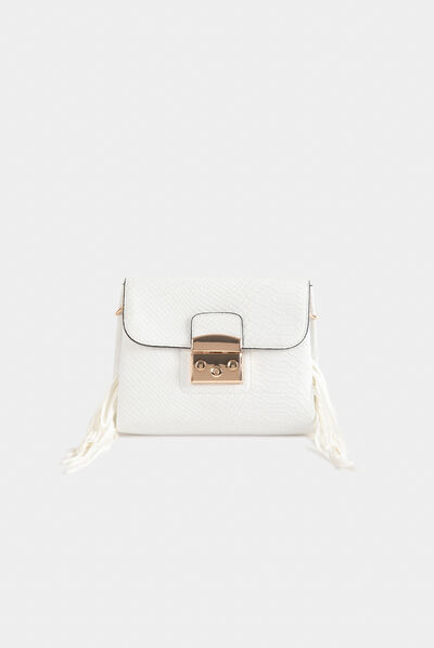 Clutch bag with snake effect white ladies'