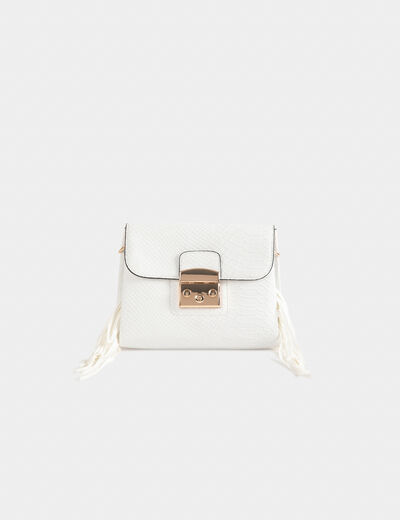 Clutch bag with snake effect white ladies'