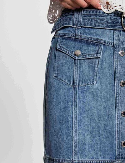 Mini denim skirt stone wash denim women