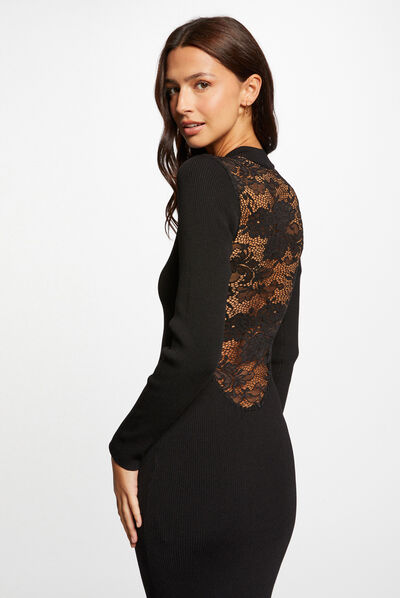 Waisted jumper dress with laced back black ladies'