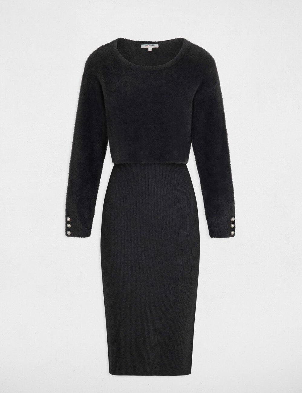 Midi 2 in 1 jumper dress dark grey women