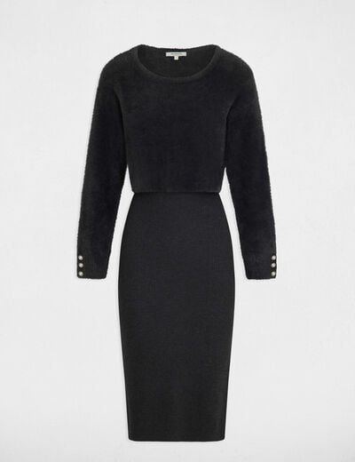 Midi 2 in 1 jumper dress dark grey women