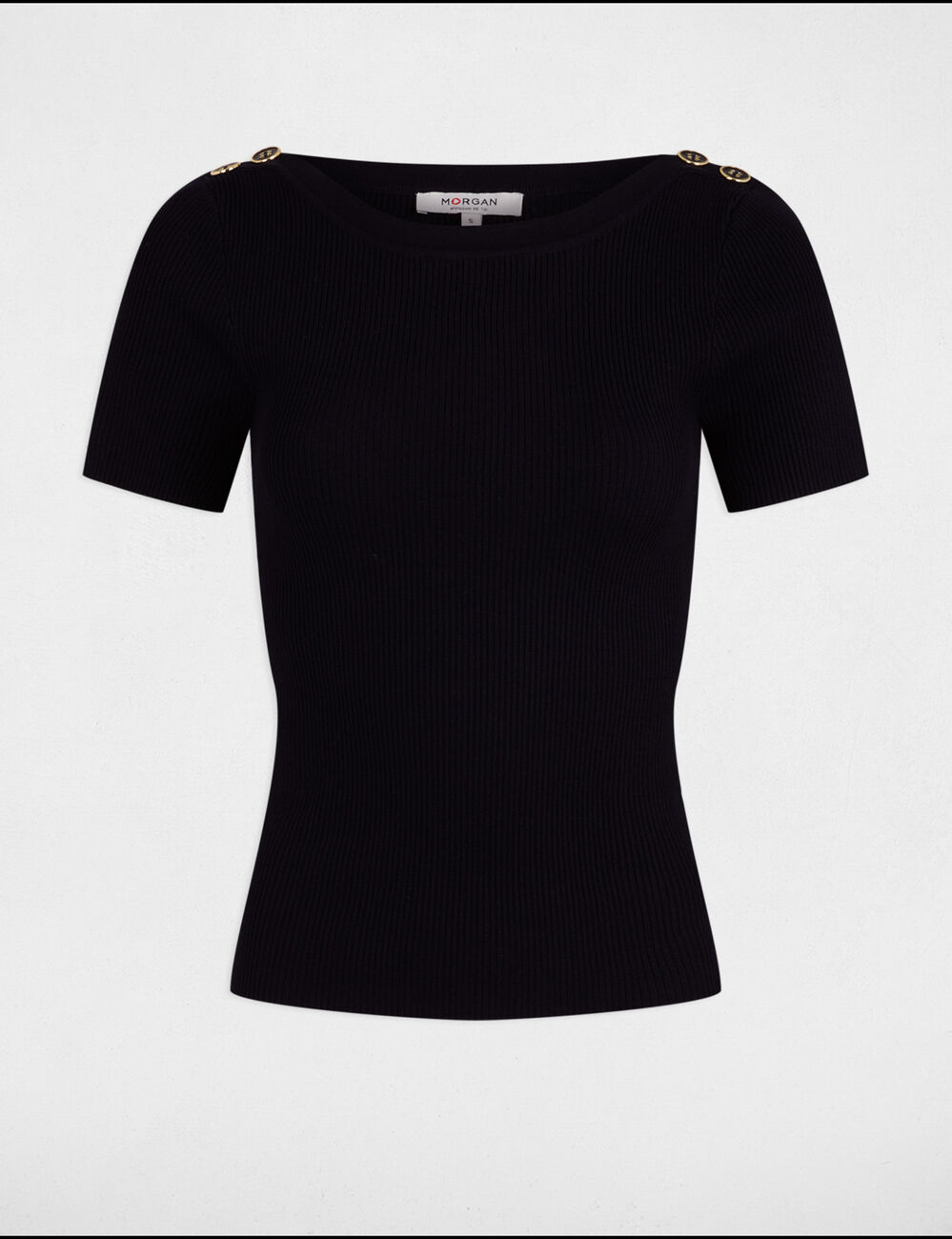 Jumper boat neck and buttons navy blue women