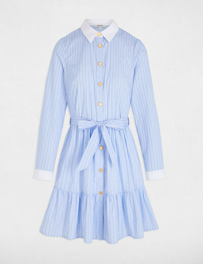Striped A-line mini dress sky blue women