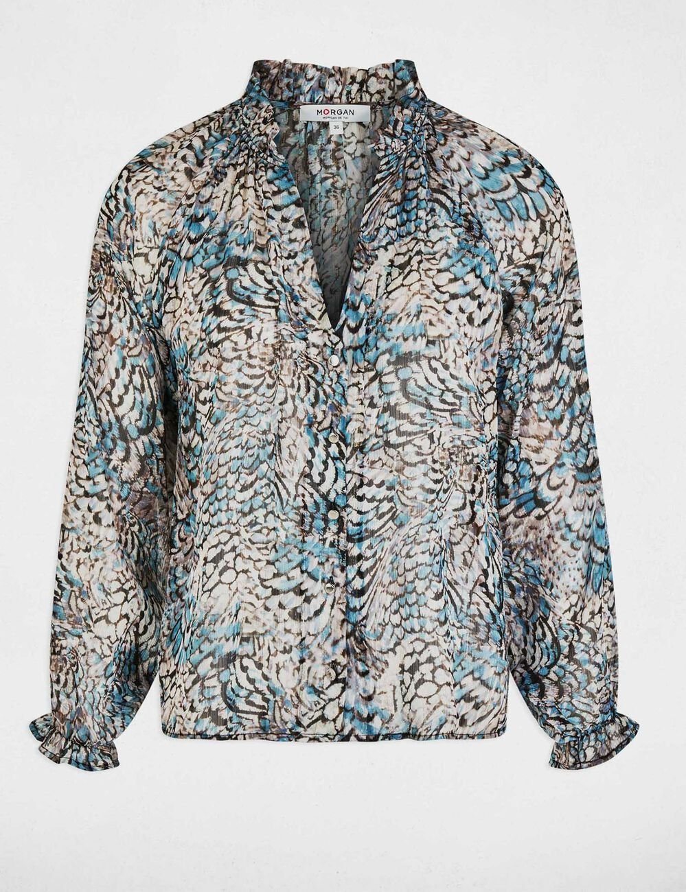 Printed shirt with V-neck multicolor women