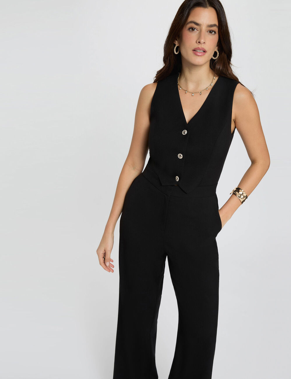Jumpsuit with V-neck black women