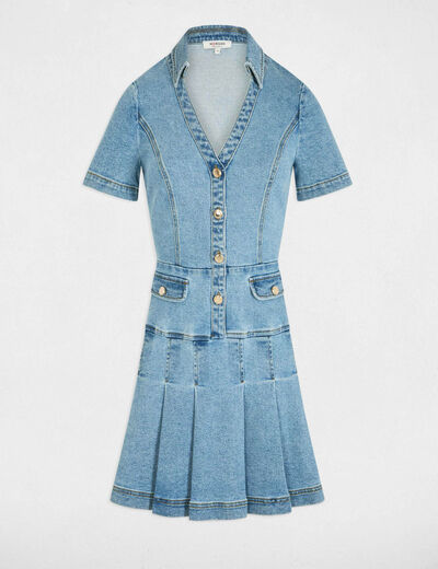 A-line mini denim dress stone wash denim women
