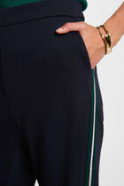 Wide-leg trousers with side stripes navy blue women