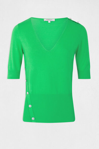 3/4-length sleeved jumper with buttons light green ladies'