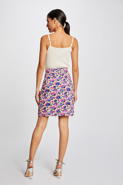 Straight skirt with floral print multico ladies'