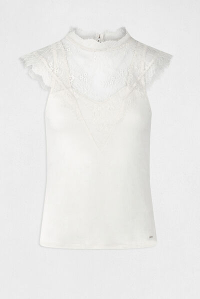 Short-sleeved t-shirt with lace  ladies'