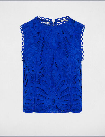 Sleeveless lace top electric blue ladies'