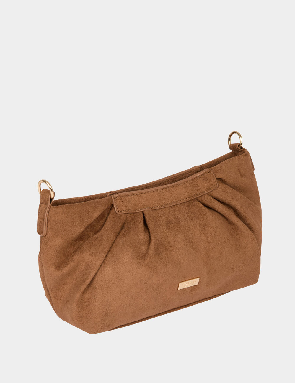 Suede crossbody bag cognac brown women