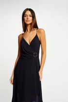 Midi dress with thin straps navy women
