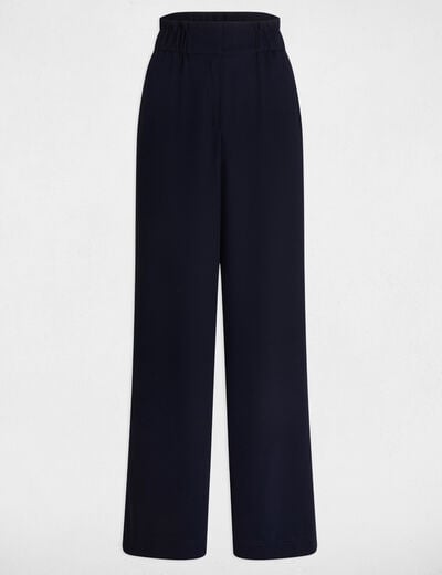 Wide leg trousers navy blue women