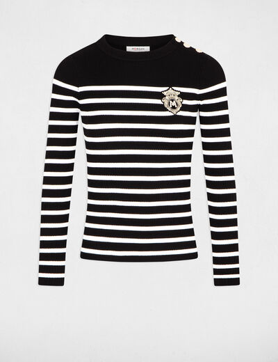 Long-sleeved striped jumper black women