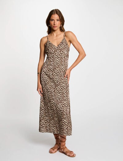 Printed straight midi dress multicolor women