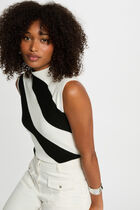 Pull sans manches blanc femme
