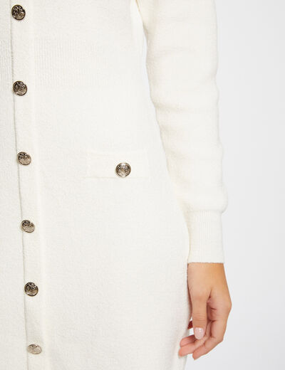 Fitted jumper dress with buttons ivory ladies'