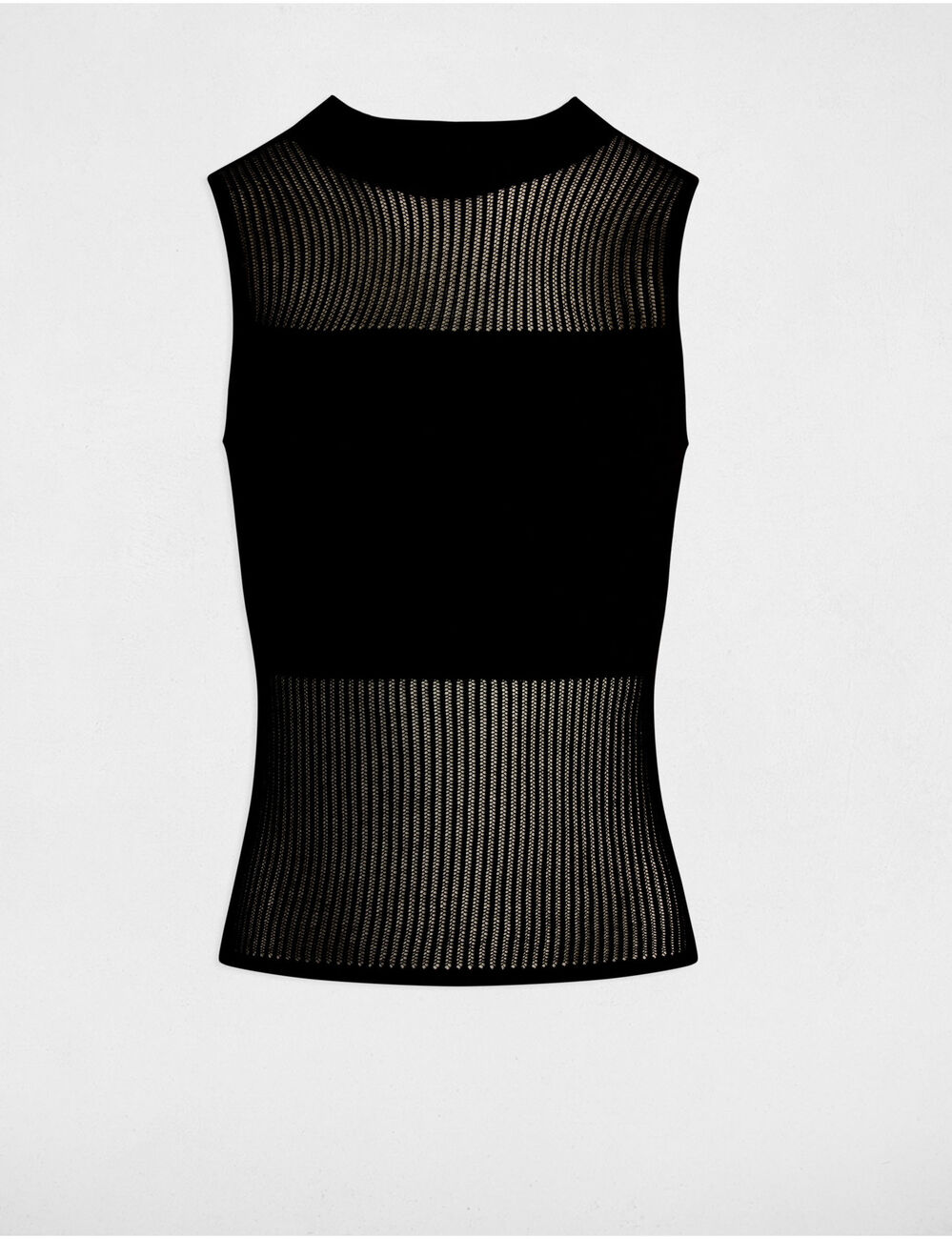 Top maille sans manches noir femme