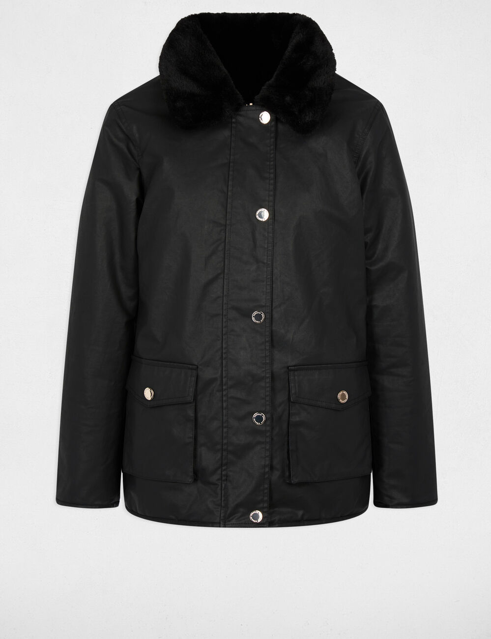 Reversible coated parka black women