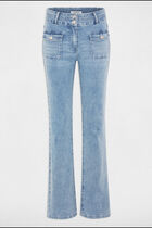 High-waisted bootcut jeans bleach denim women