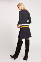 Skater dress with contrasting strips navy women