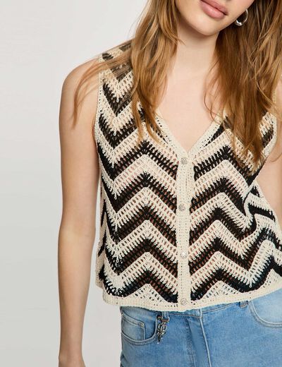 Sleeveless V-neck cardigan black women