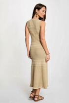 Knitted v-neck dress gold yellow women