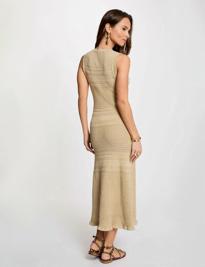 Knitted v-neck dress gold yellow women