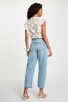 Lace blouse with high neck ivory women